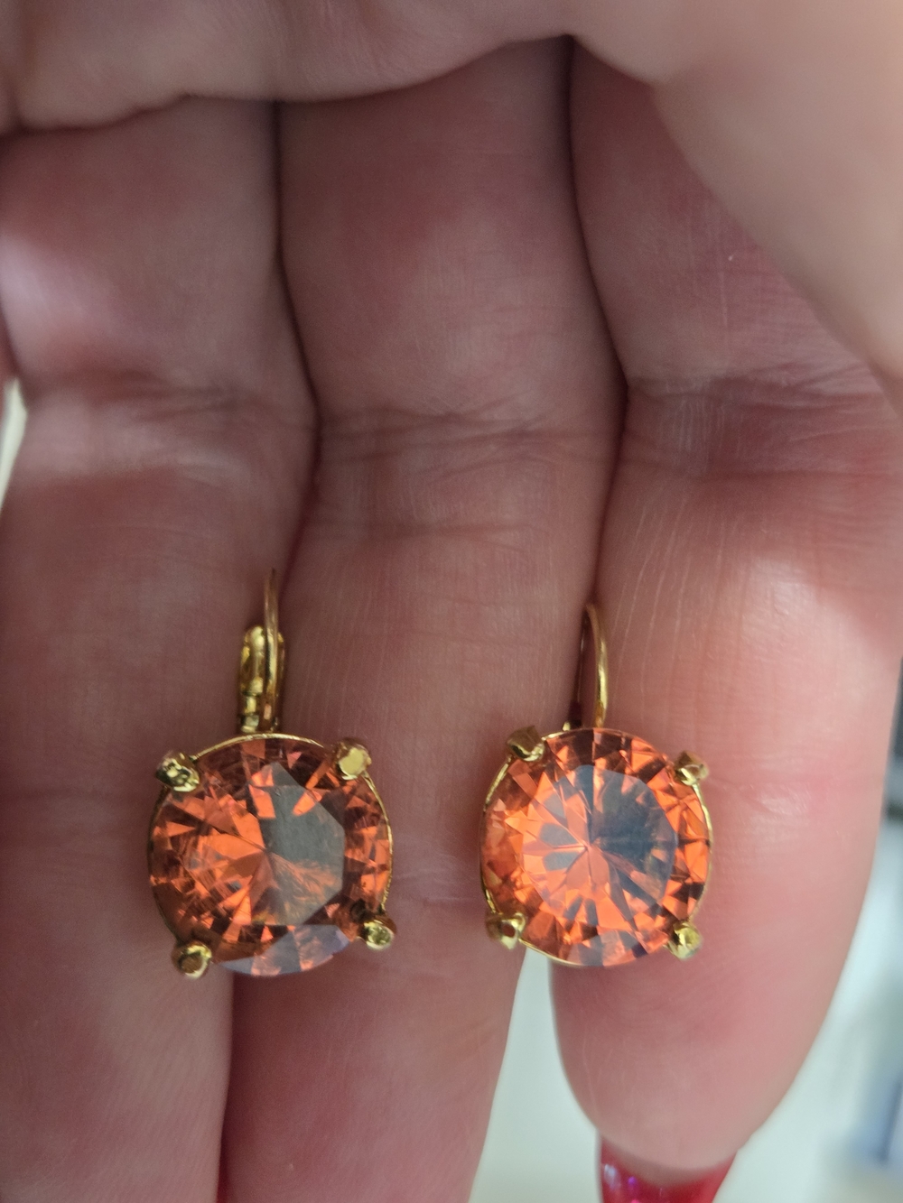 Gold-Tone Orange Crystal Drop Earrings